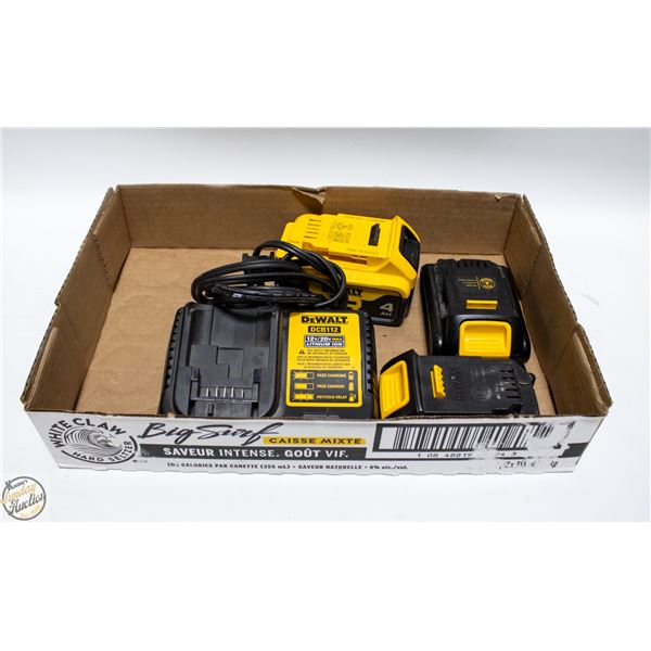 DEWALT BATTERY AND CHARGER LOT 20V