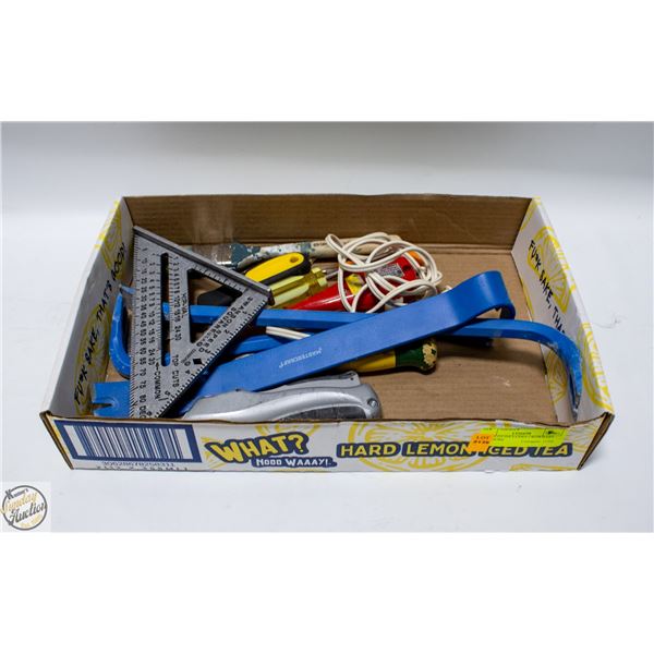 TOOL LOT INCLUDES CROWBARS AND MORE