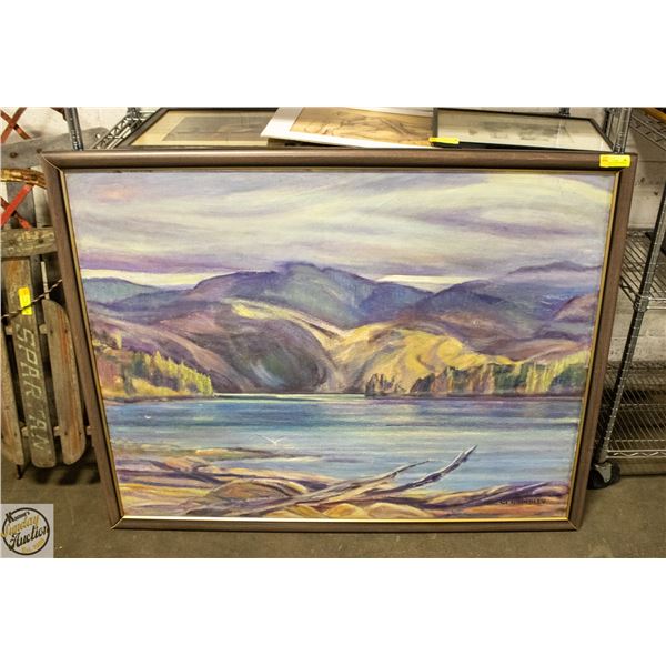 G.E. BRINDLEY LARGE FRAMED CANVAS PAINTING