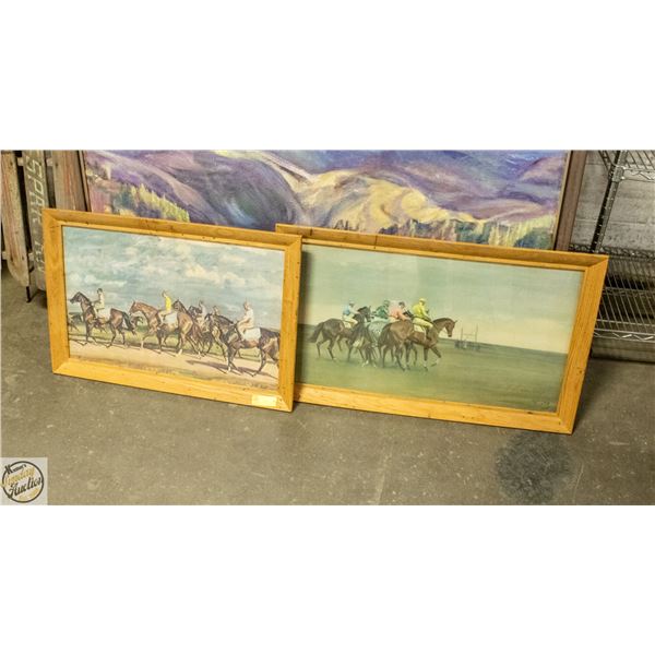 2 FRAMED A.J. MUNNINGS EQUINE HORSE WALL HANGINGS