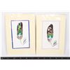 Image 1 : TWO HAND PAINTED FEATHER ART PIECES SIGNED