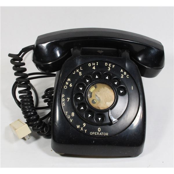 VINTAGE BLACK DESKTOP ROTARY DIAL TELEPHONE