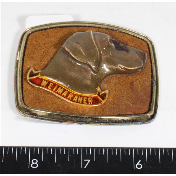 1979 RAINTREE WEIMARANER DOG BRASS BELT BUCKLE