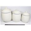 Image 1 : LOT OF 3VINTAGE OFF-WHITE CERAMIC KITCHEN CANISTER