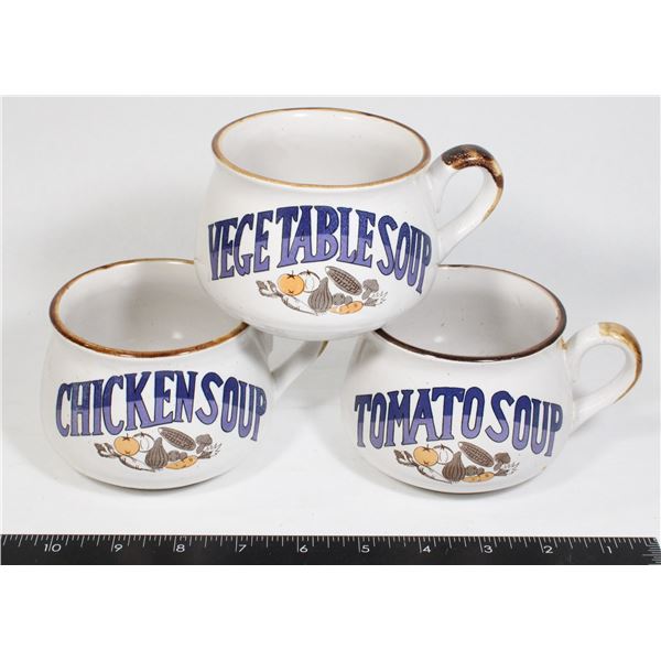 LOT OF THREE VINTAGE CERAMIC CHICKEN SOUP BOWLS