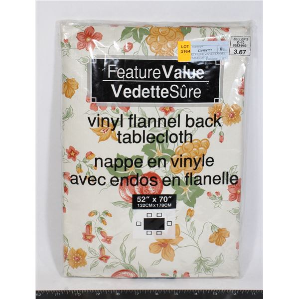 FEATURE VALUE VINYL FLANNEL BACK TABLECLOTH