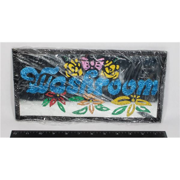 MIRRORED WASHROOM LABEL SIGN