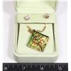 Image 1 : MURANO GLASS NECKLACE WITH CHAIN AND EARRINGS
