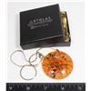 Image 1 : MURANO GLASS PENDENT WITH GOLD COLOUR CHAIN