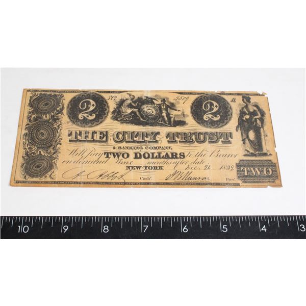 CF CITY TRUST AND BANKING CO. 1839 $2 BILL