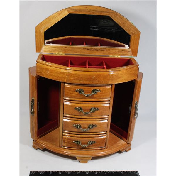 LARGE SOLID WOOD JEWELRY BOX