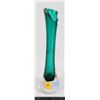 Image 1 : MODERN EMERAL GREEN GLASS VASE  WITH CLEAR BASE