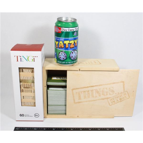 LOT OF 3 GAMES INCLUDING THINGS: HUMOUR IN A BOX