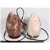 Image 1 : LOT OF TWO HIMALAYAN SALT LAMP WITH WOODEN BASE