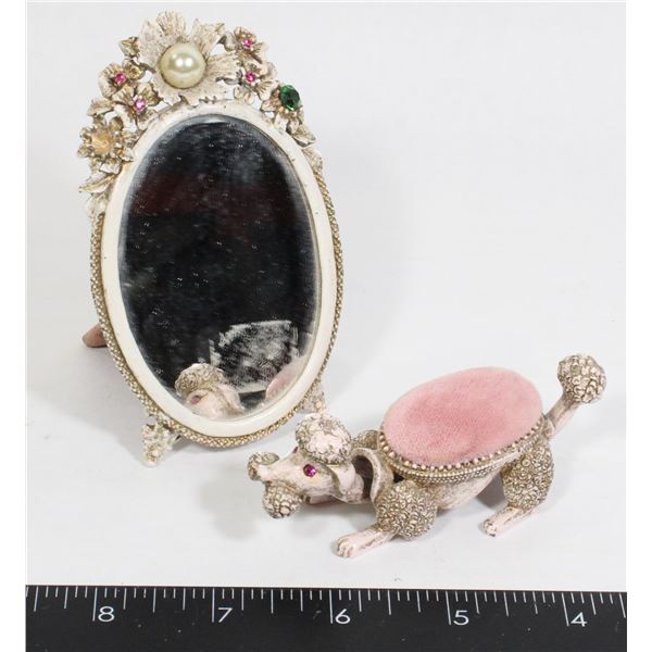 LOT OF VINTAGE 1950 POODLE PINCUSHION AND VINTAGE H