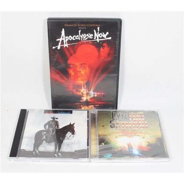 LOT OF 2 CDS AND 1 MOVIE INCLUDING LYNYRD SKYNYRD