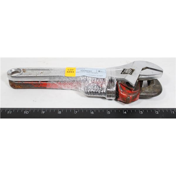 10" PIPE WRENCH AND CRESENT WRENCH