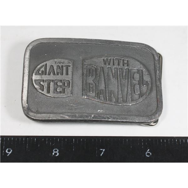 VINTAGE BELT BUCKLE TAKE A GIANT STEP WITH BANVEL