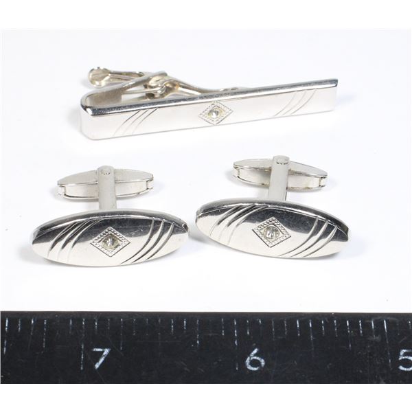 BUNDLE OF CUFF LINKS, TIE CLIP