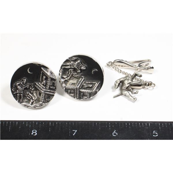 BUNDLE OF CUFF LINKS & TIE CLIP