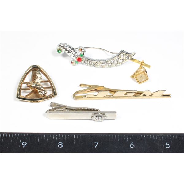 BUNDLE OF TIE CLIPS, TIE PINS