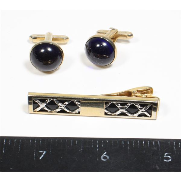 BUNDLE OF CUFF LINKS & TIE CLIP