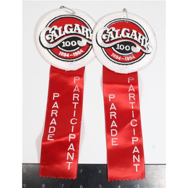 2 CALGARY 100 PARTICIPATION PATCHES/RIBBONS