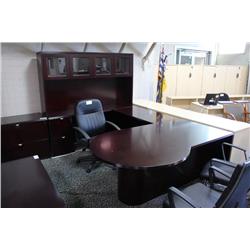 Mahogany U-Shape P-Top Executive Office Suite