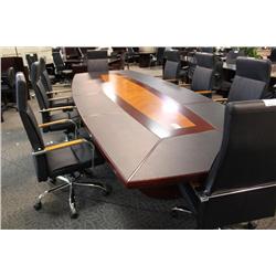 Mahogany/Cherry Leather Inlayed 14Ft Boardroom