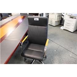 Black Leather Highback With Cherry Arms Executive