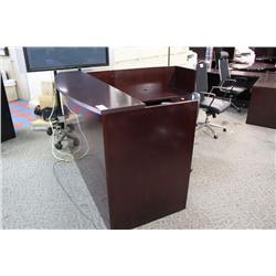 Mahogany Bow Front Gallery Reception Station