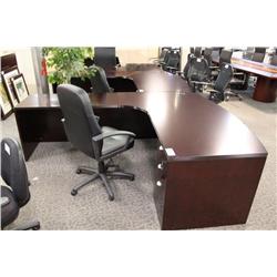 Mahogany Bow Front L-Shape Executive Desk