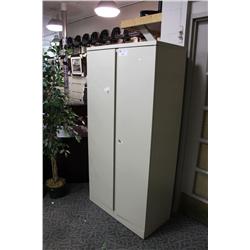 Beige 2 Door Locking Storage Cabinet