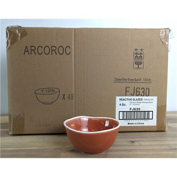 Canyon Ridge 4.5" Orange Bowls, 5.75oz, Arcoroc FJ630 - Lot of 48