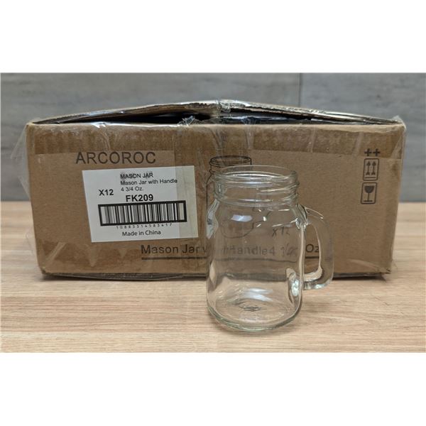 Arcoroc 4-3/4oz Mini Mason Jars with Handles, FK209 - Lot of 12