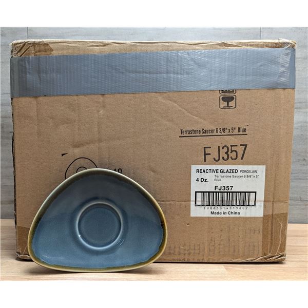 Terrastone Blue 6-3/8" x 5" Saucers, Arcoroc FJ357 - Lot of 48