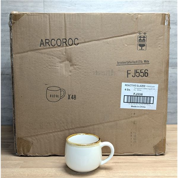 Terrastone White 8.5oz Coffee Cups, Arcoroc FJ556 - Lot of 48
