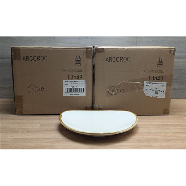 Terrastone White 10" Plates, Arcoroc FJ548 - Lot of 24 (2 Cases)