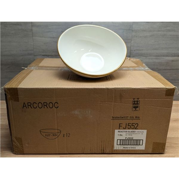 Terrastone White 35oz, 8.5" Bowls, Arcoroc FJ552 - Lot of 12