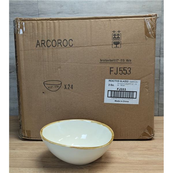 Terrastone White 15oz Bowls, Arcoroc FJ553 - Lot of 24