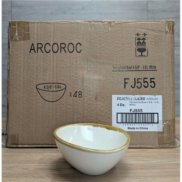 Terrastone White 5oz Bowls, Arcoroc FJ555 - Lot of 48 (1 Case)