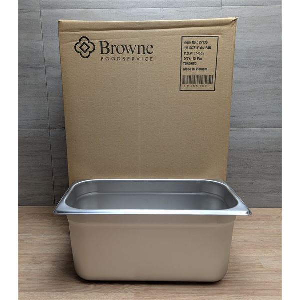 Browne 1/3 Size 6" Deep Stainless Steel Inserts - Lot of 12 (1 Case)