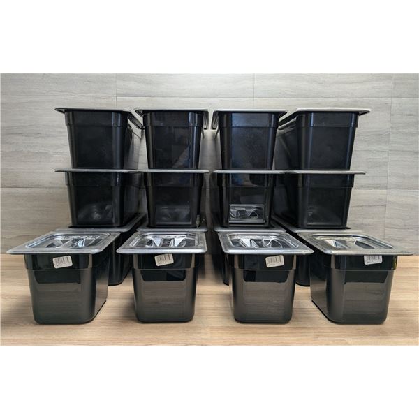 Cambro 1/3 & 1/6 Size Polycarbonate Food Pans w/Clear Lids - Set of 16