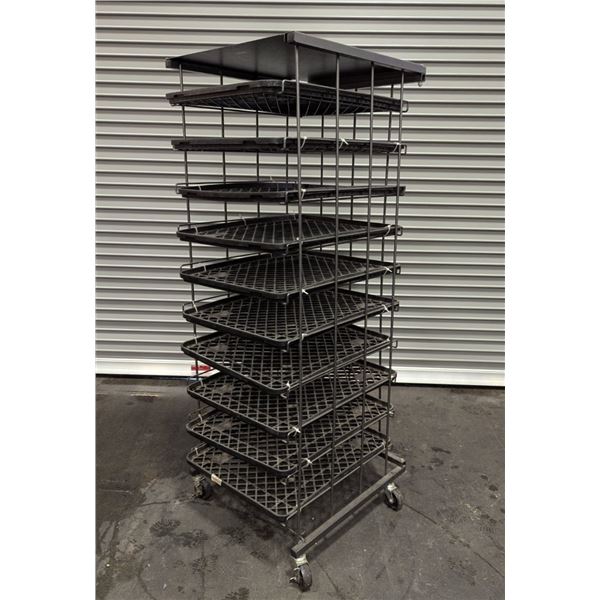 Mobile 10-Tray Folding Bread Rack | R6FL