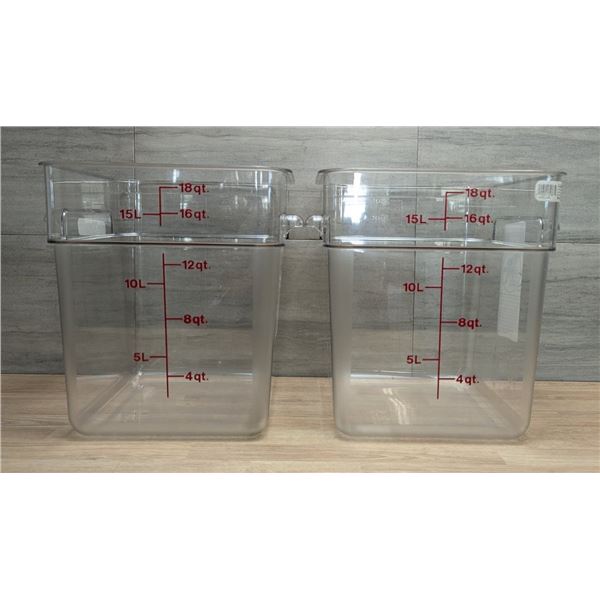 Cambro 18qt Clear Square Food Storoage Containers - Lot of 2