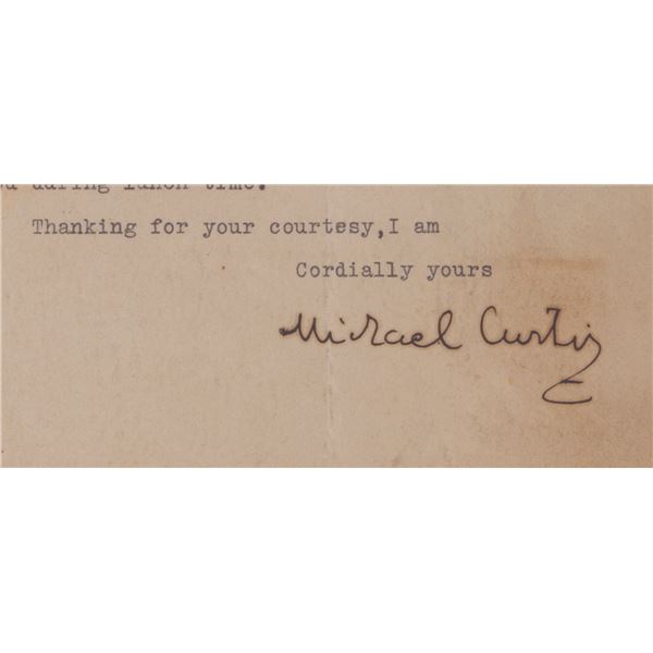 A Rare Director Michael Curtiz Signed Letter.