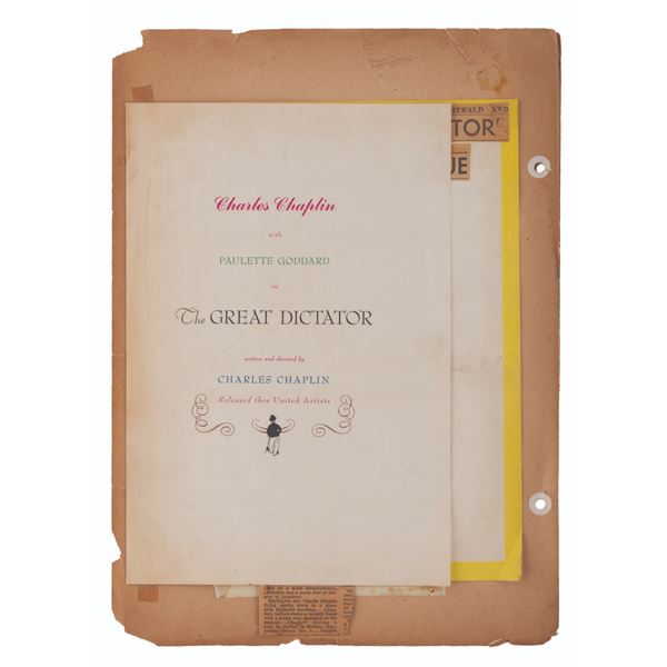 A Premiere Program for Chaplin’s “The Great Dictator.”
