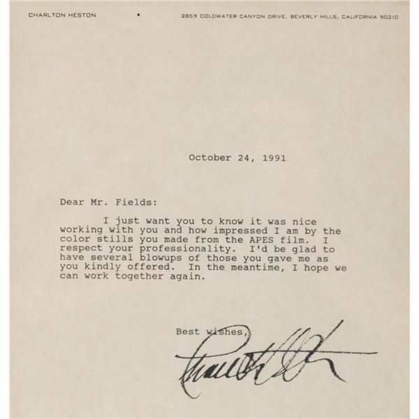A Signed Letter from Charlton Heston.