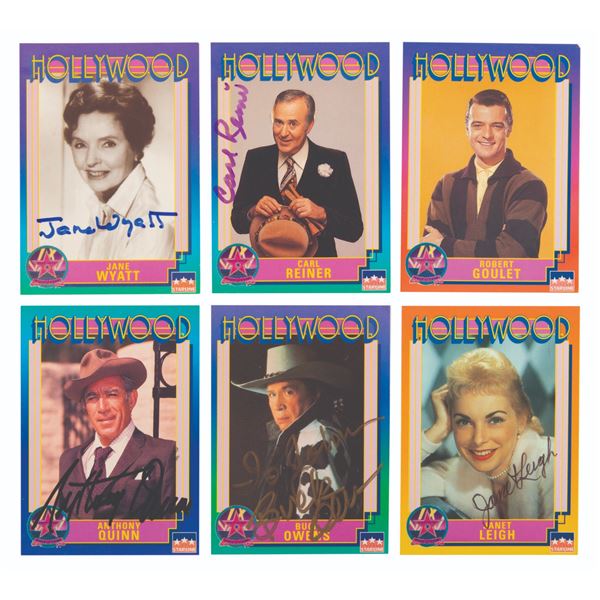 A Collection of Signed Hollywood Walk of Fame Cards.