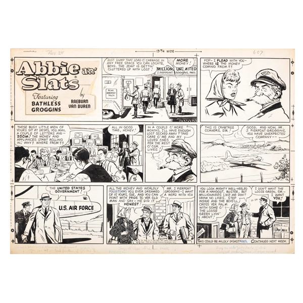 1963 Abbie an' Slats Original Sunday Strip Art.